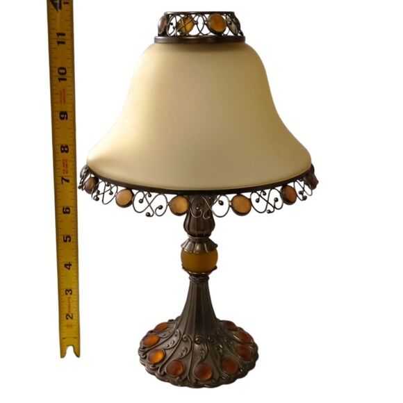 PartyLite Paris Retro Candle Holder Lamp Tealight Votive Vintage Amber Glass - Picture 2 of 16